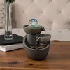 Nature Spring 3-Tier Tabletop Water Fountain with Rolling Glass Ball, LED Lights, Electric Pump and Sound for Home 227774YAA